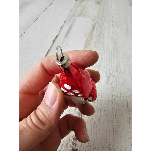 Vintage mushroom Mercury glass ornament Xmas tree mini - Picture 5 of 7